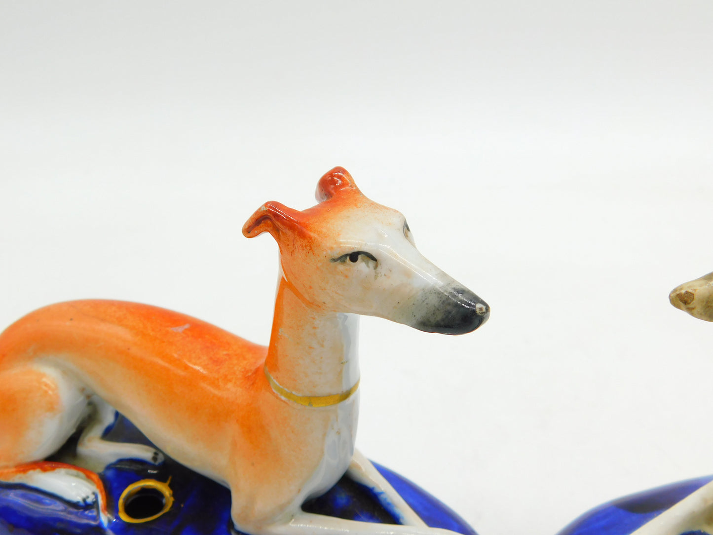 Victorian Pair of Staffordshire Greyhound Dog Pen Holders Antique c1840 AF