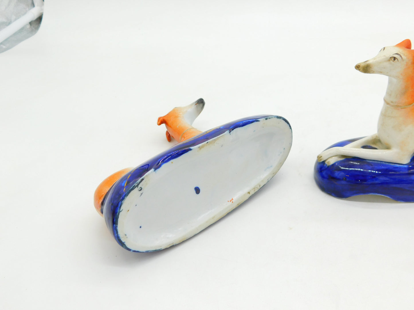 Victorian Pair of Staffordshire Greyhound Dog Pen Holders Antique c1840 AF