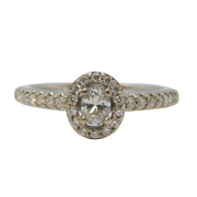 Contemporary 18ct White Gold & Central 0.2ct Oval-Cut Diamond Engagement Ring