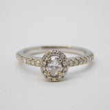 Contemporary 18ct White Gold & Central 0.2ct Oval-Cut Diamond Engagement Ring