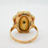 Victorian Yellow Gold, Whitby Jet & Pearl Set Mourning Ring Antique c1860