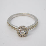 Contemporary 18ct White Gold & Central 0.2ct Oval-Cut Diamond Engagement Ring