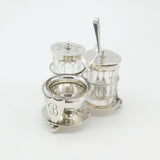 Victorian Sterling Silver 'B' Shield Complete Cruet Set 1899 London Antique