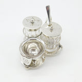Victorian Sterling Silver 'B' Shield Complete Cruet Set 1899 London Antique