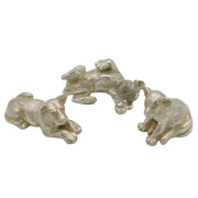 Trio of Cast Britannia Silver Young Lions Scultpure Figures Vintage 1990 London