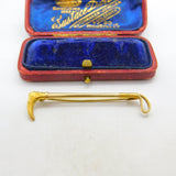 9ct Yellow Gold Hunting Crop Whip Stock Pin Brooch 1947 Birmingham
