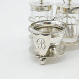 Victorian Sterling Silver 'B' Shield Complete Cruet Set 1899 London Antique