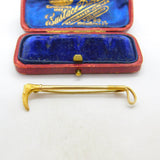 9ct Yellow Gold Hunting Crop Whip Stock Pin Brooch 1947 Birmingham