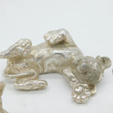 Trio of Cast Britannia Silver Young Lions Scultpure Figures Vintage 1990 London