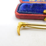 9ct Yellow Gold Hunting Crop Whip Stock Pin Brooch 1947 Birmingham