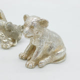 Trio of Cast Britannia Silver Young Lions Scultpure Figures Vintage 1990 London