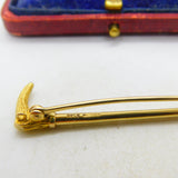 9ct Yellow Gold Hunting Crop Whip Stock Pin Brooch 1947 Birmingham