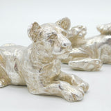 Trio of Cast Britannia Silver Young Lions Scultpure Figures Vintage 1990 London