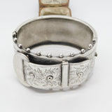 Victorian Sterling Silver Aesthetic Movement Buckle Sweetheart Bangle c1880