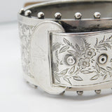 Victorian Sterling Silver Aesthetic Movement Buckle Sweetheart Bangle c1880
