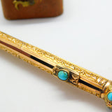 Victorian 15ct Gold Cased, Turquoise Amethyst Spaniel Intaglio Top Pencil c1860