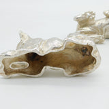 Trio of Cast Britannia Silver Young Lions Scultpure Figures Vintage 1990 London