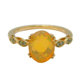 10ct Yellow Gold, Opal & Green Sapphire Dress Ring Vintage c1990