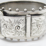 Victorian Sterling Silver Aesthetic Movement Buckle Sweetheart Bangle c1880