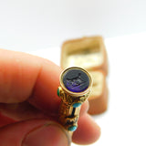 Victorian 15ct Gold Cased, Turquoise Amethyst Spaniel Intaglio Top Pencil c1860