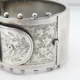 Victorian Sterling Silver Aesthetic Movement Buckle Sweetheart Bangle c1880
