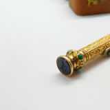 Victorian 15ct Gold Cased, Turquoise Amethyst Spaniel Intaglio Top Pencil c1860