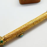 Victorian 15ct Gold Cased, Turquoise Amethyst Spaniel Intaglio Top Pencil c1860