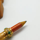 Victorian 15ct Gold Cased, Turquoise Amethyst Spaniel Intaglio Top Pencil c1860