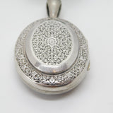 Victorian Kutch Sterling Silver Floral Double Locket Pendant Antique c1890