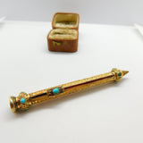 Victorian 15ct Gold Cased, Turquoise Amethyst Spaniel Intaglio Top Pencil c1860