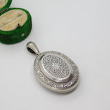 Victorian Kutch Sterling Silver Floral Double Locket Pendant Antique c1890
