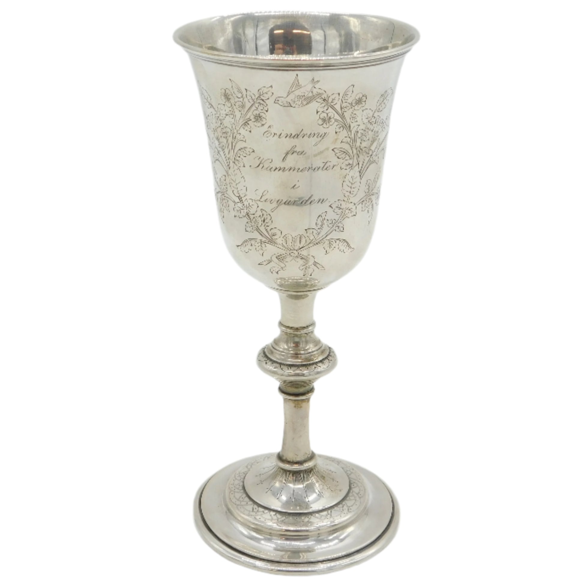 Silver goblet on a white background