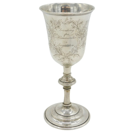 Silver goblet on a white background