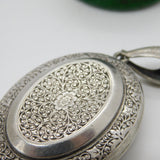 Victorian Kutch Sterling Silver Floral Double Locket Pendant Antique c1890