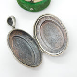 Victorian Kutch Sterling Silver Floral Double Locket Pendant Antique c1890