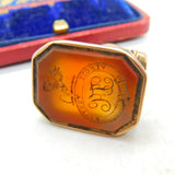 Georgian Pinchbeck Gold & Carnelian 'Vincit Veritas' Heraldic Fob Seal Antique