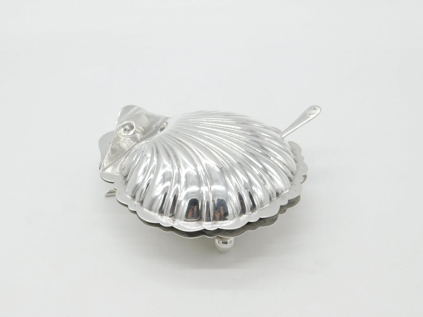 Sterling Silver Clam Shell Form Butter Dish & Knife 1926 Birmingham Antique