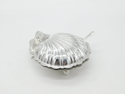 Sterling Silver Clam Shell Form Butter Dish & Knife 1926 Birmingham Antique