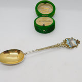 Edwardian Sterling Silver Gilt Houses of Parliament Souvenir Teaspoons Antique 1903