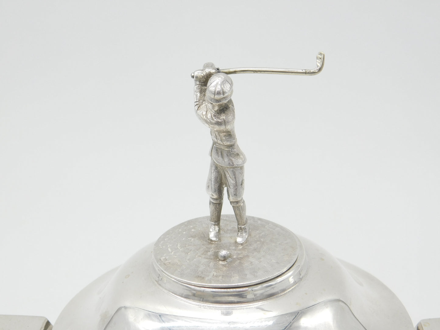 Large Sterling Silver Golf Sporting Trophy 1918 Birmingham Floral Bow Patterns