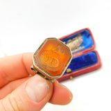 Georgian Pinchbeck Gold & Carnelian 'Vincit Veritas' Heraldic Fob Seal Antique