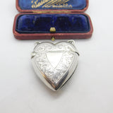 Victorian Sterling Silver Heart Shaped Floral Pattern Vesta Case 1896 Birmingham