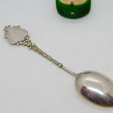 Edwardian Sterling Silver Gilt Houses of Parliament Souvenir Teaspoons Antique 1903