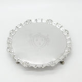 Large George II Sterling Silver Armorial Crested Salver 1748 London J. Robinson
