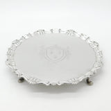 Large George II Sterling Silver Armorial Crested Salver 1748 London J. Robinson