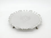 Large George II Sterling Silver Armorial Crested Salver 1748 London J. Robinson