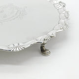 Large George II Sterling Silver Armorial Crested Salver 1748 London J. Robinson