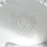 Large George II Sterling Silver Armorial Crested Salver 1748 London J. Robinson