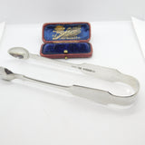 Victorian Irish Sterling Silver Harp Pattern Sugar Tongs 1855 Dublin Antique