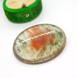Victorian Sterling Silver Mounted Moss Agate Panel Brooch Antique c1880